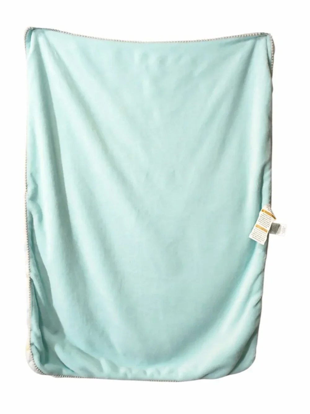 Just Born Aqua Gray Yellow Stars Pom Pom Trim Security Lovey Blanket 28